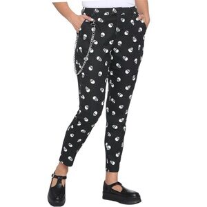 Hot‎ Topic Black Skull Print Pants With Detachable Chain Size Small NWT